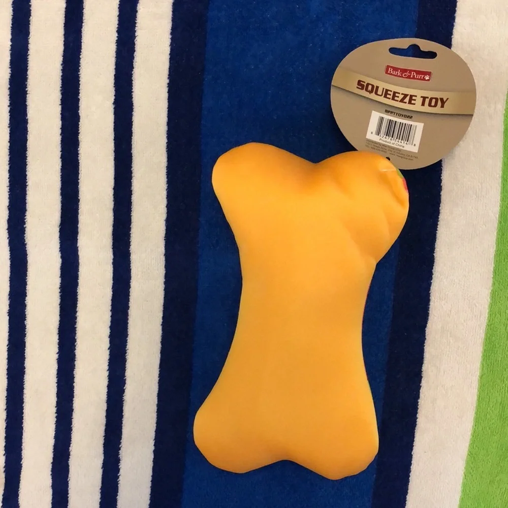 Bark & Purr Squeeze Dog Toy Floral Aloha Print Bone Squeaky 8.5” x 5” New NWT